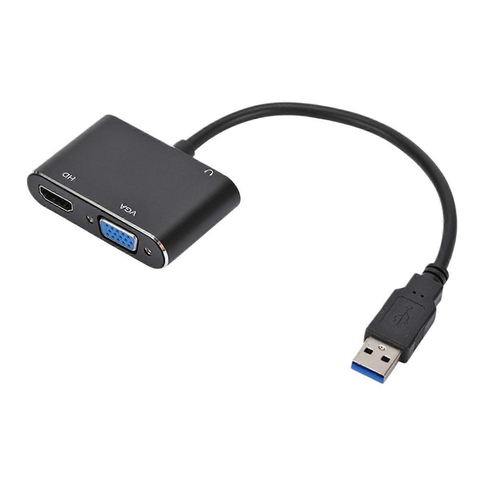 USB 3.0 Adapter Converter USB to HDMI-Compatible/VGA Cable DVI 1080P HD for Computer Laptop to Monitor/TV Dual Screen Display