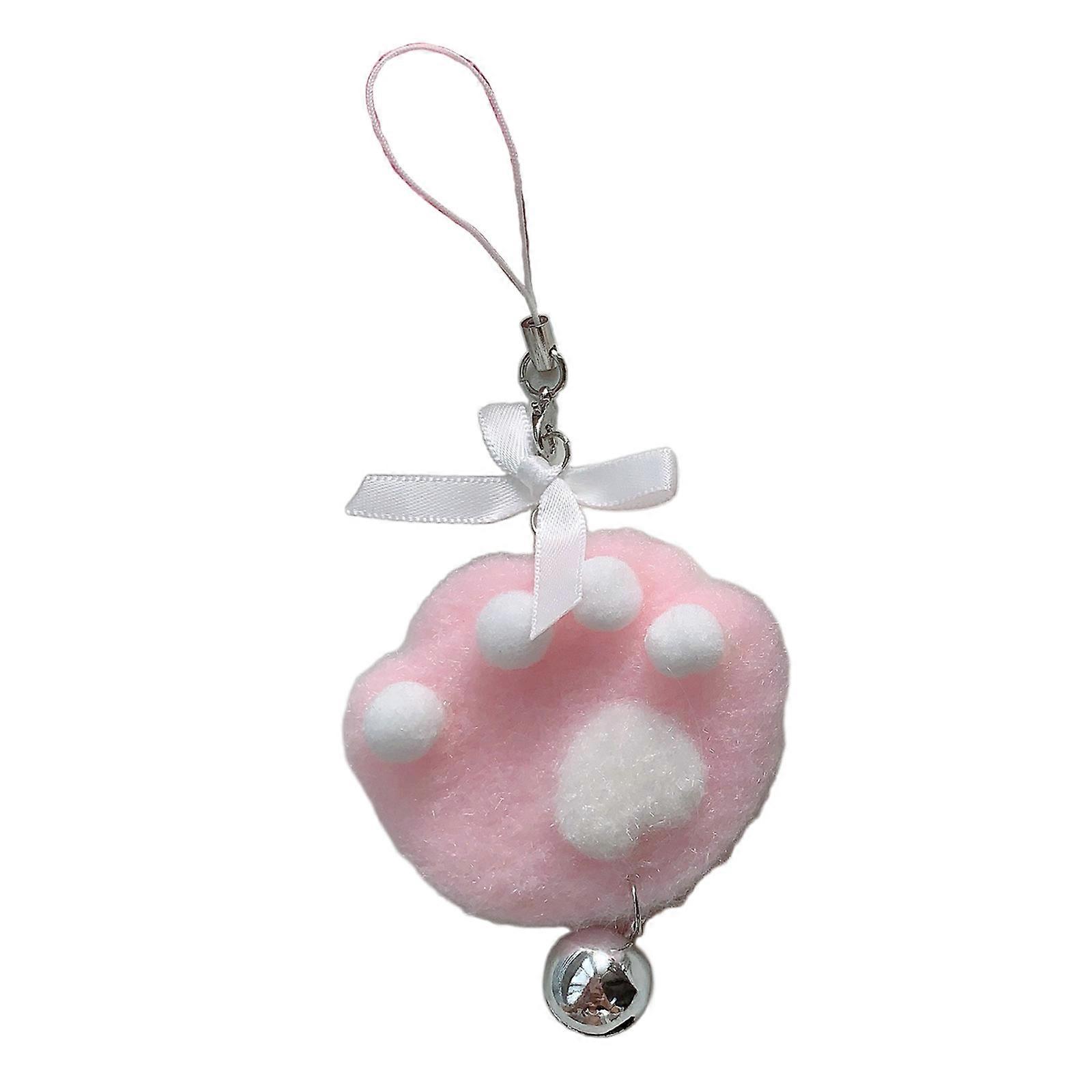 1/2pcs Soft Cat Claw Bell Bag Charm Ornament Plush Phone Pendant Handmade Couple Keyrings Ornament for Purse Backpack Pink