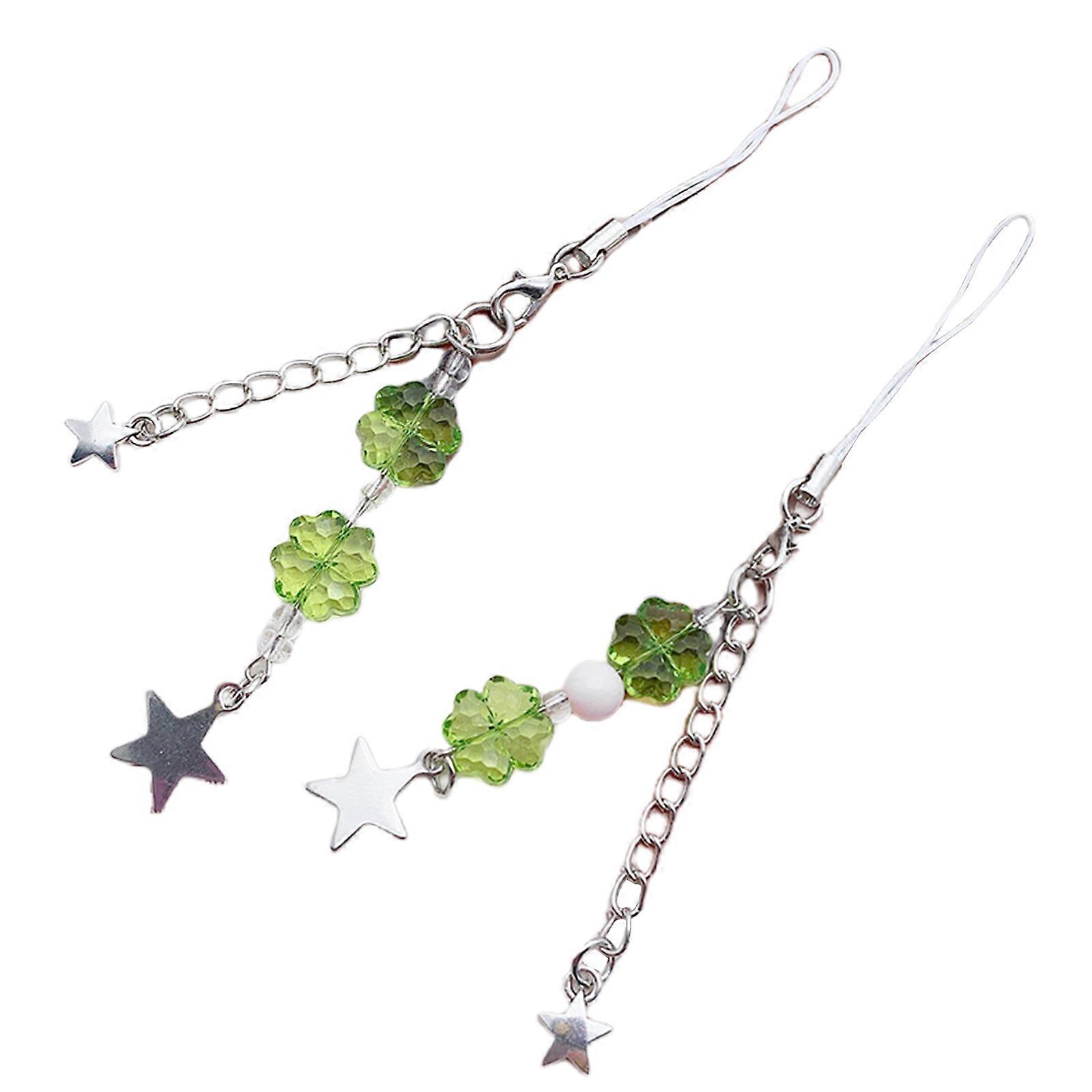 Eye Catching Mobile Phone Charm Lanyard Beaded Star Embellishment Keychain Keyring Bag Accessory for Fashion Enthusiasts