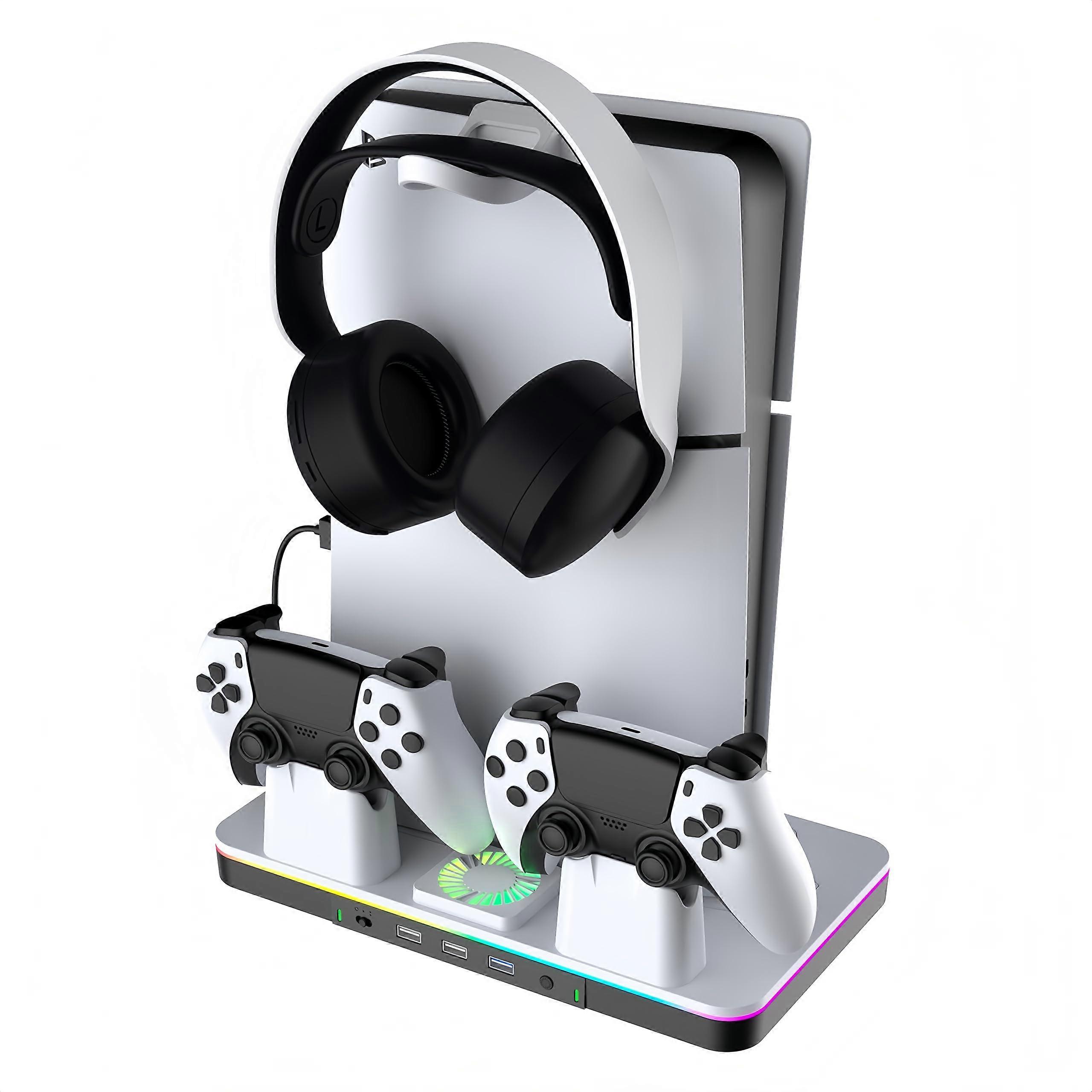 PS5/PS5 Slim/PS5 Pro console cooling station (disk and digital), fast control device charging