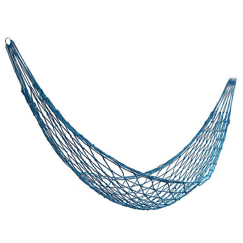 Bold Blue Cotton Rope Hammock Breathable Mesh Swing Sleeping Bed for Beach Travel Garden