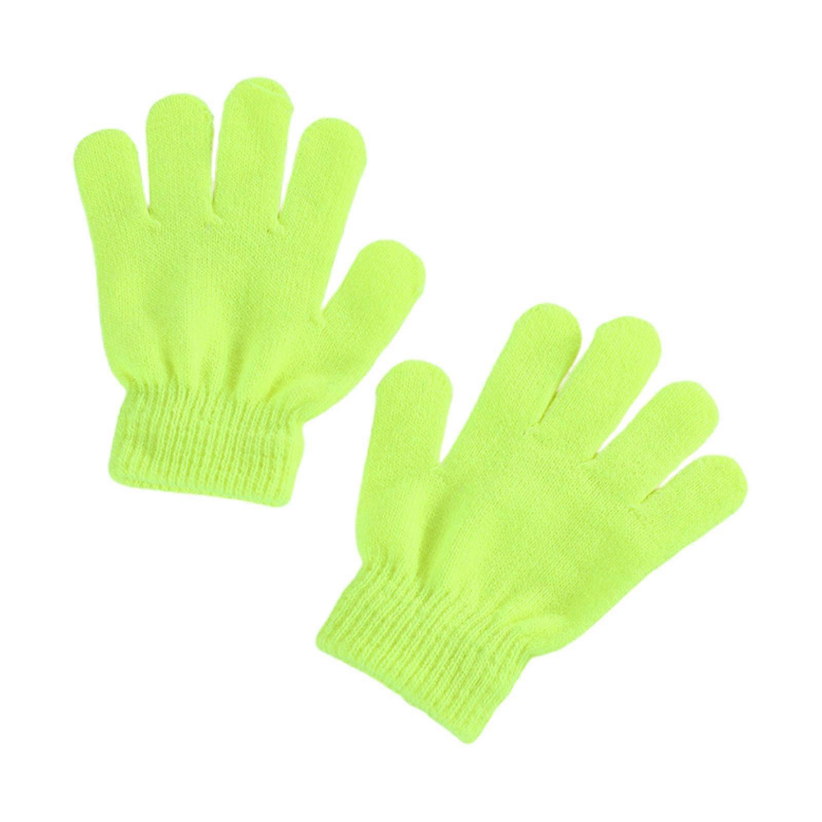 Winter Warm Solid Color Knitted Kids Gloves Split Finger Gloves