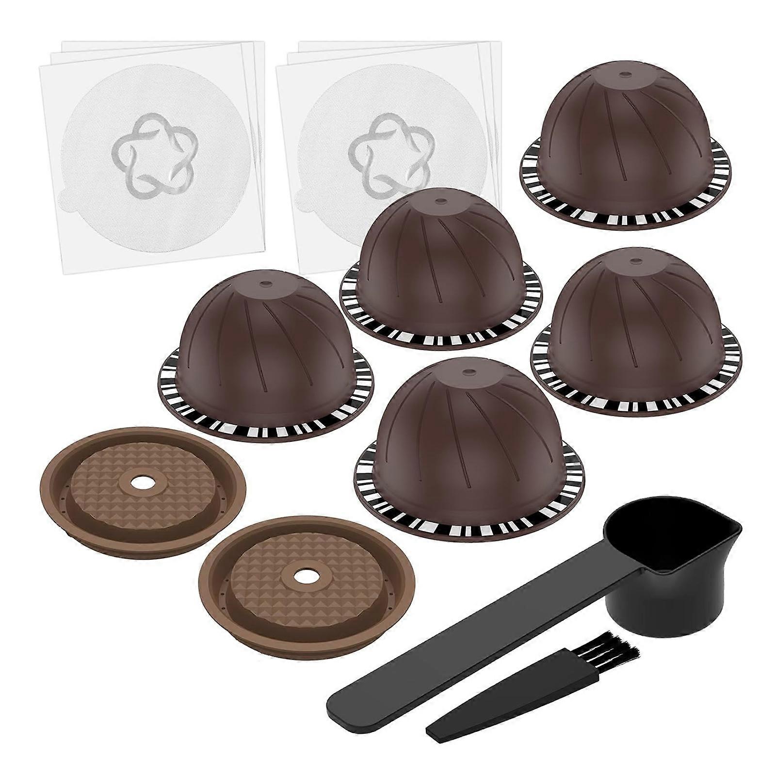 Reusable Coffee Filters Coffee Shells Plastic Refillable Cup Reusable Coffee Pods Coffee Container Set for ENV135 ENV150  brown