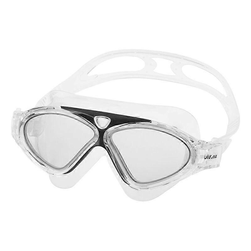 Lunettes de natation pour adultes réglables imperméables à l’eau transparentes à grande monture (noir transparent)