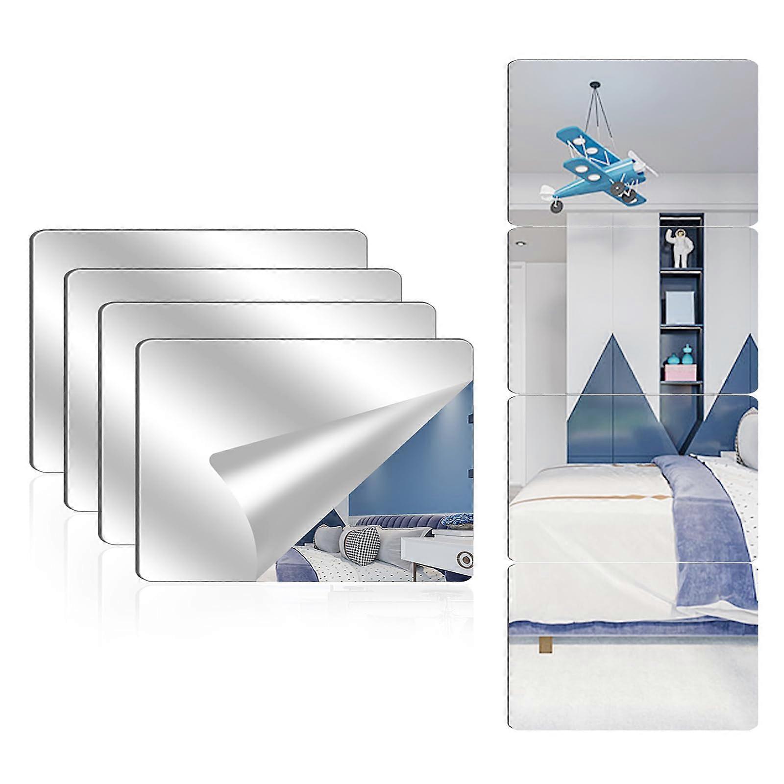 4 Pack Acrylic Mirrors for Wall,12 16 inch Self Adhesive Frameless Small Mirror Tiles