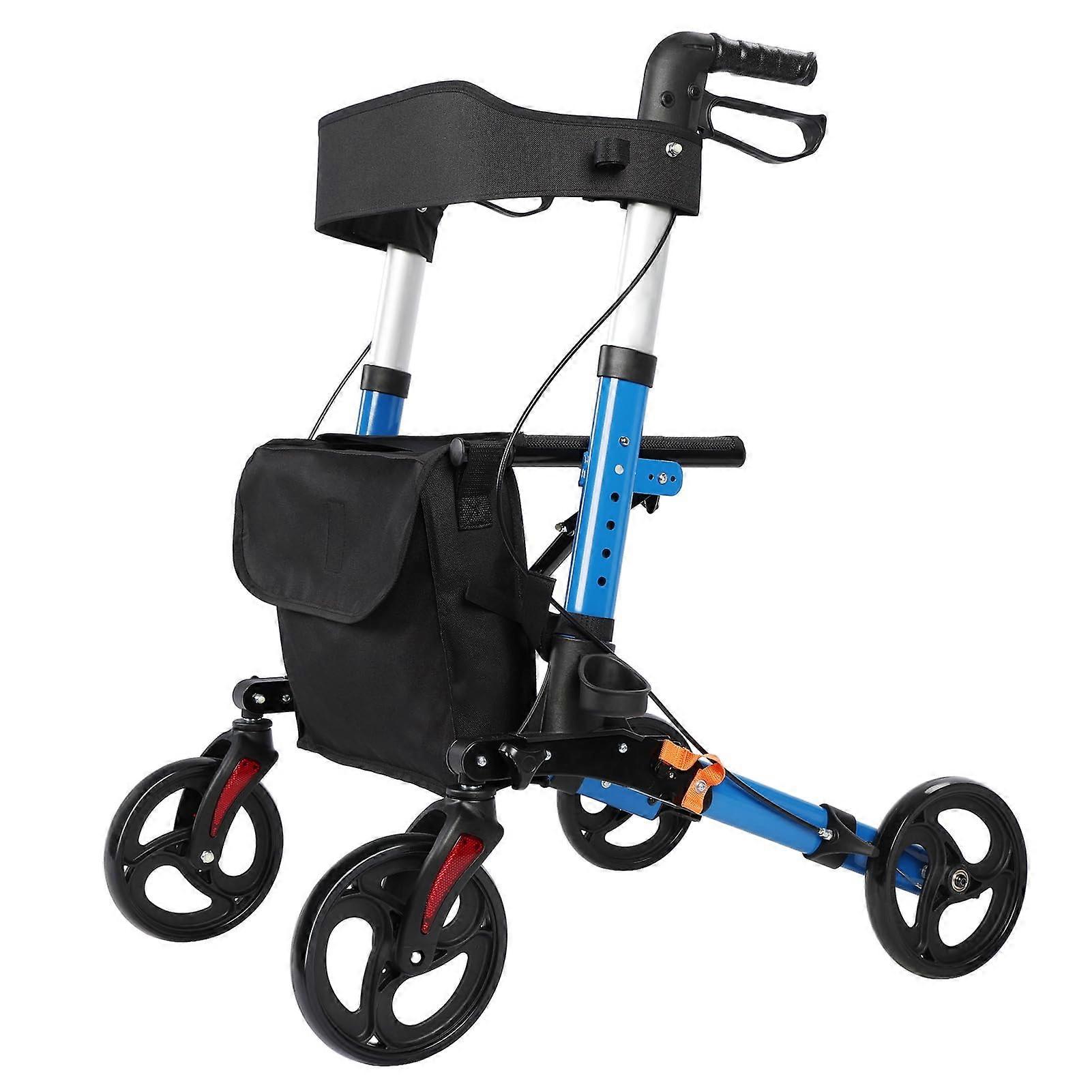 Rollator Walker for Seniors with Seat and Backrest, Folding Accessories, Height Adjustment