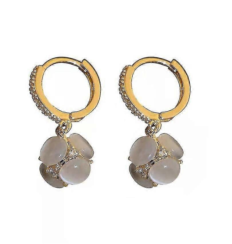 (opal And Diamond Hydrangea Earrings