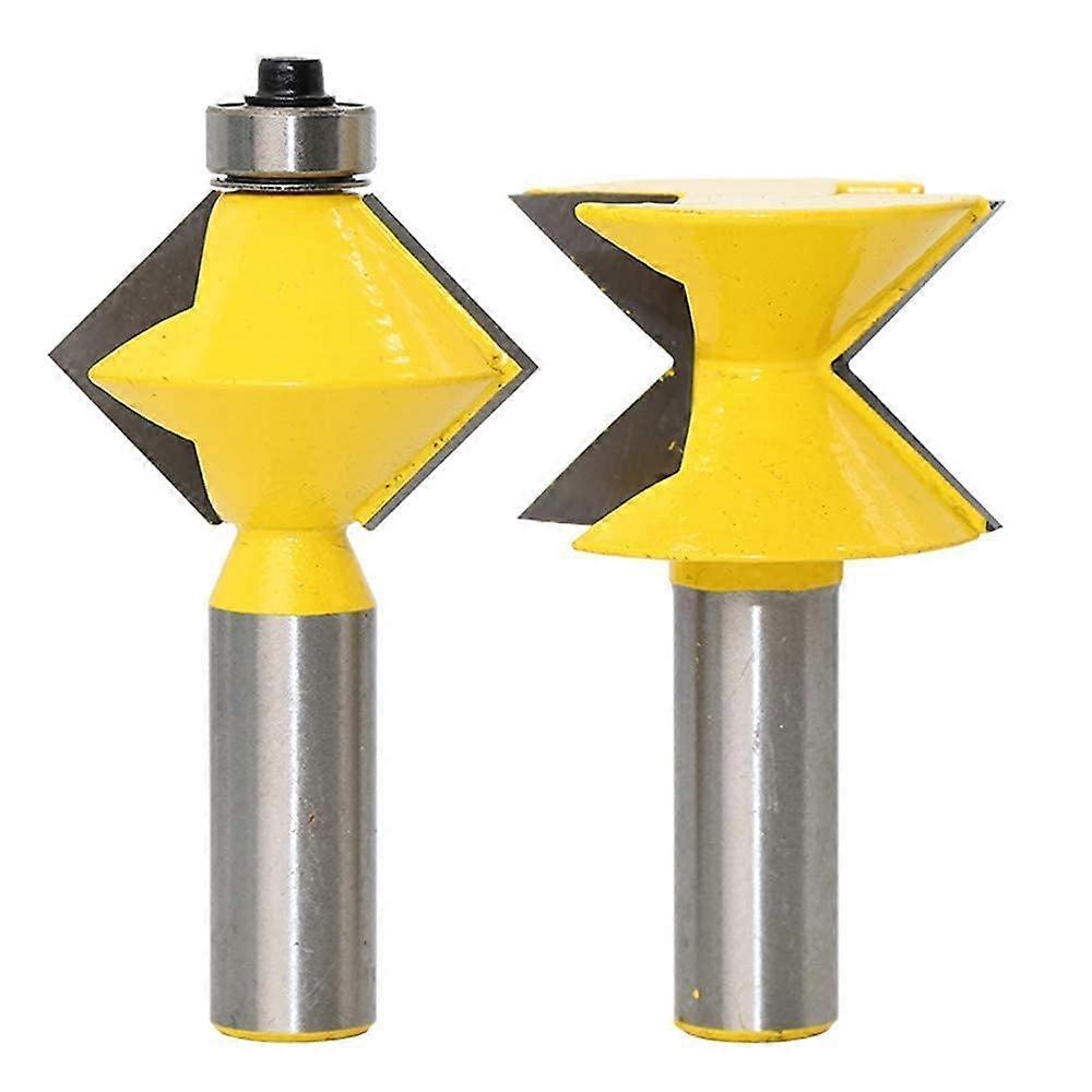 2Pc 1/2 inch Shank 90 Degree Edge Banding Router Bit Set VDesign Tongue and Router Plate, 9039592
