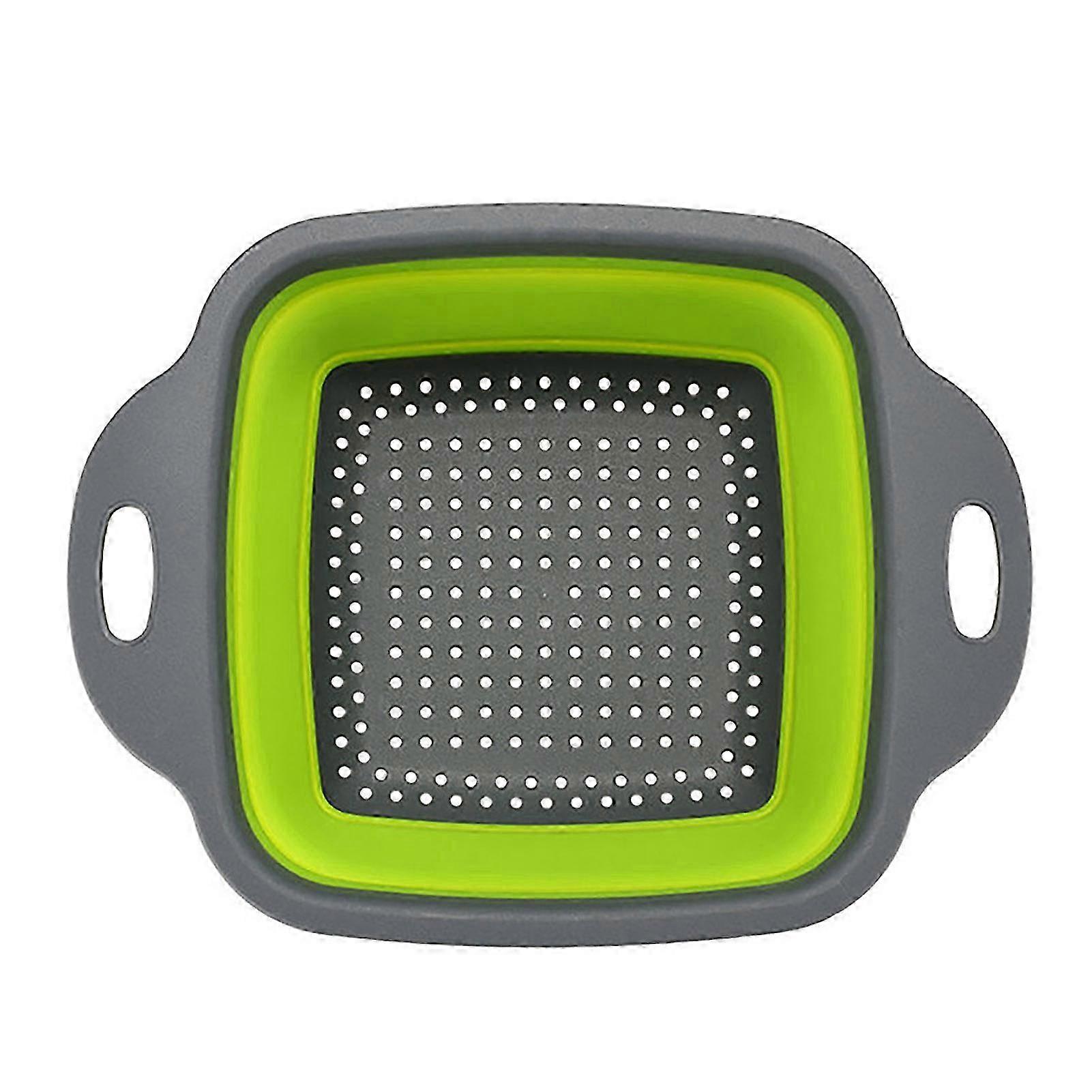 Collapsible Drain Basket with Handle Food Grade BPA Free Large Capacity Square Silicone Folding Colander Vegetables Fruits Strainer