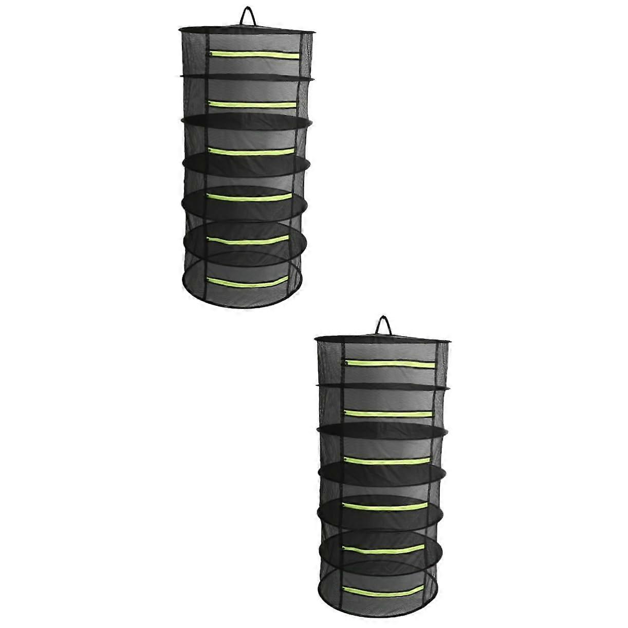 2 Pcs Mesh Storage Organizer Garden Drying Rack Zipper 60cm 6Layer Collapsible Rack for Plants