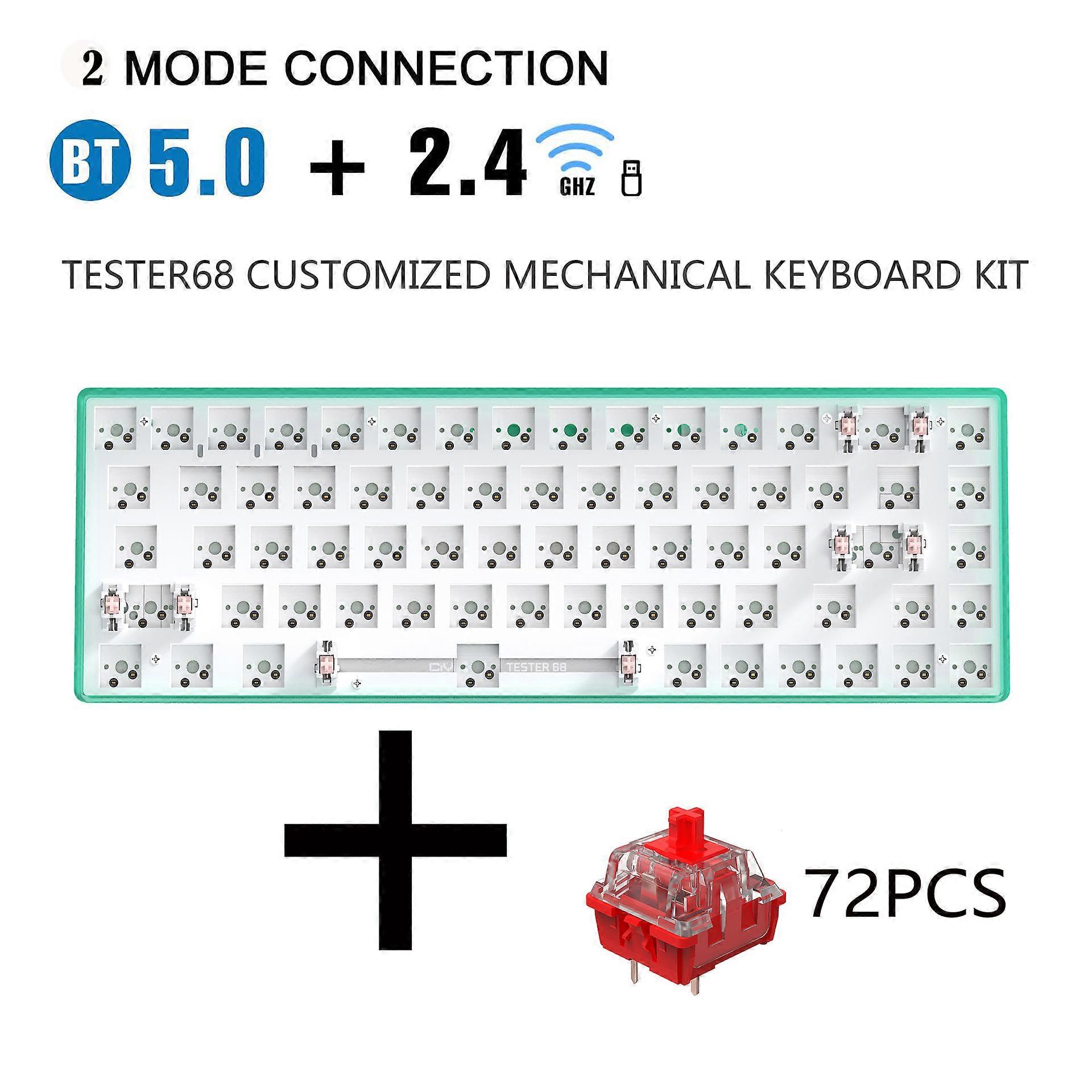 Kit de teclado Hot Swap compatível com Bluetooth com 72pcs eixos vermelhos (verde)
