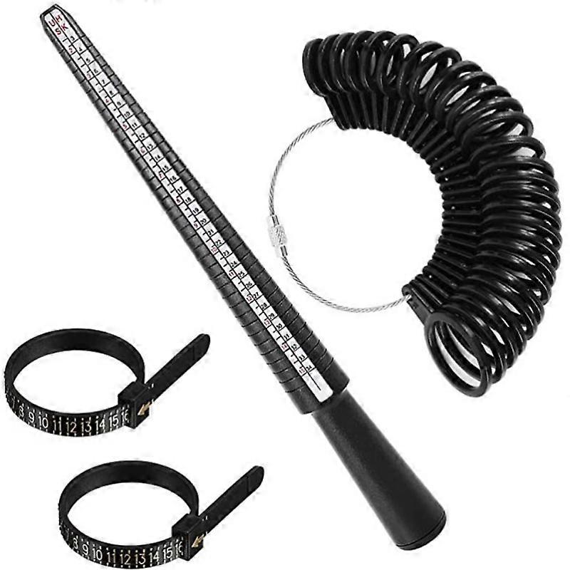 4Pcs Measurement Tool Black High Accuracy Durable Plastic Clear Number Ring Sizer for Gauge Finger Jewelry