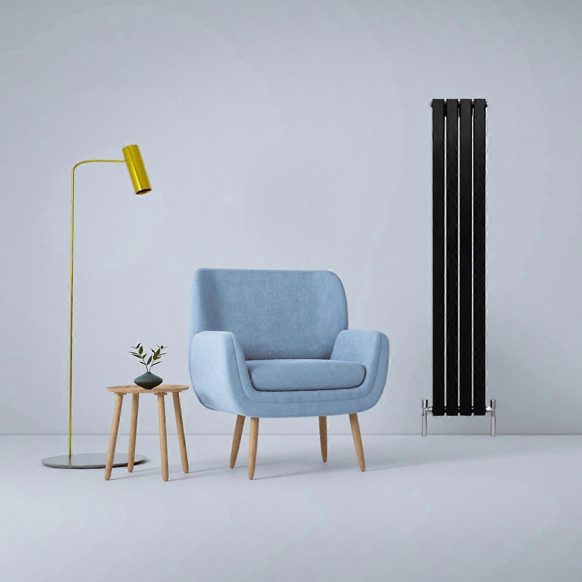 Designer Radiators 160 x 28cm Flat Panel Modern Central Heating Matt Black Vertical Column Double