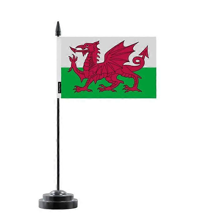 Table Flag - Multicolor - Wales - 14 x 21 cm - Plastic Pole - Double-Sided Print