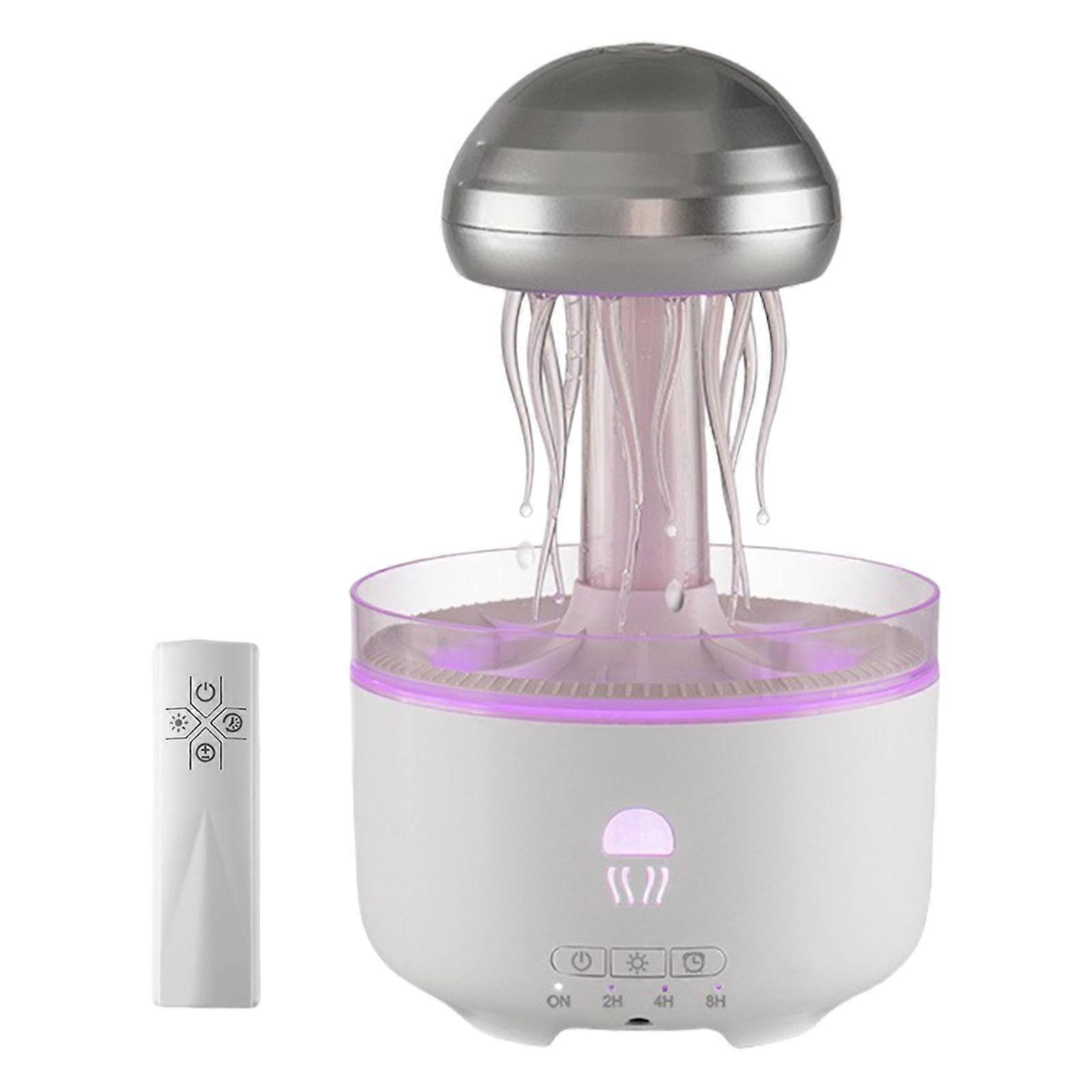 Modern Jellyfish Humidifier for Bedroom Desktop Aromas Diffuser with LED Light Remote Control Aromatherapies Machine White