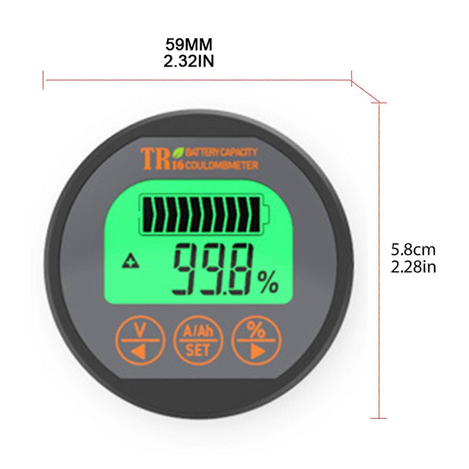 Battery Capacity Tester TR16 8-80V Waterproof Battery Capacity Tester Voltage Current LCD Display with Memory Function