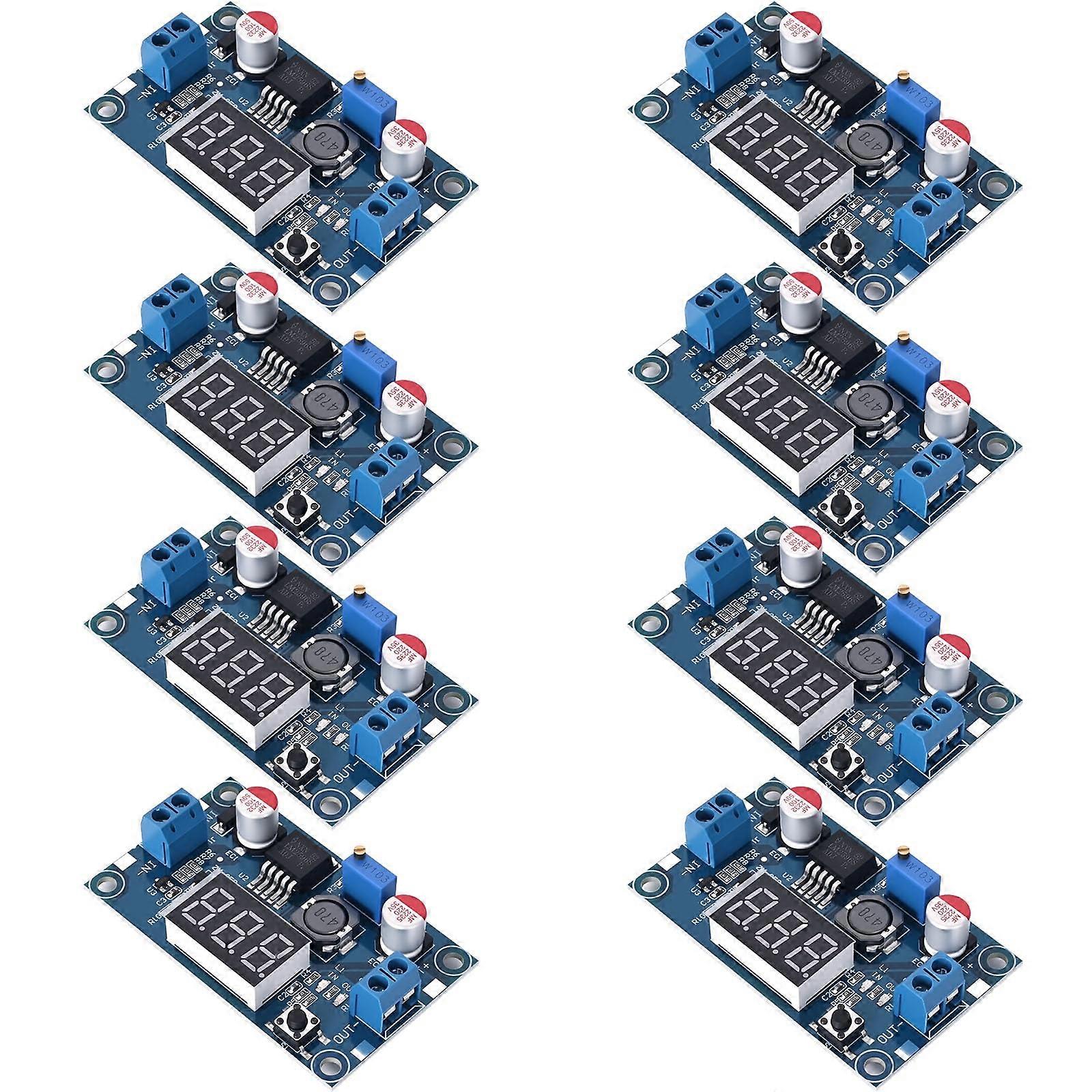LM2596 DCDC Buck Power Converter Module 1.2537V to 40V with Adjustable Voltage Regulator and LED Voltmeter Display, Pack of 8