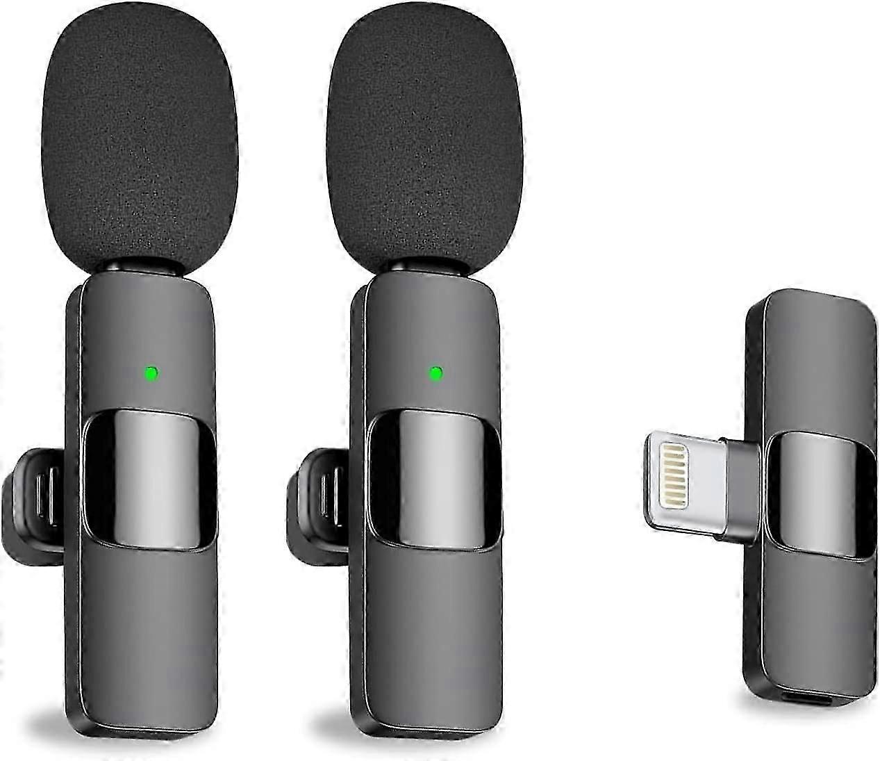 Mini Wireless Lavalier Microphone For Iphone Ipad, Professional Lapel Mic, Plug-play Microphone, 2 Clip On Microphones For Video Recording Podcast Vlo