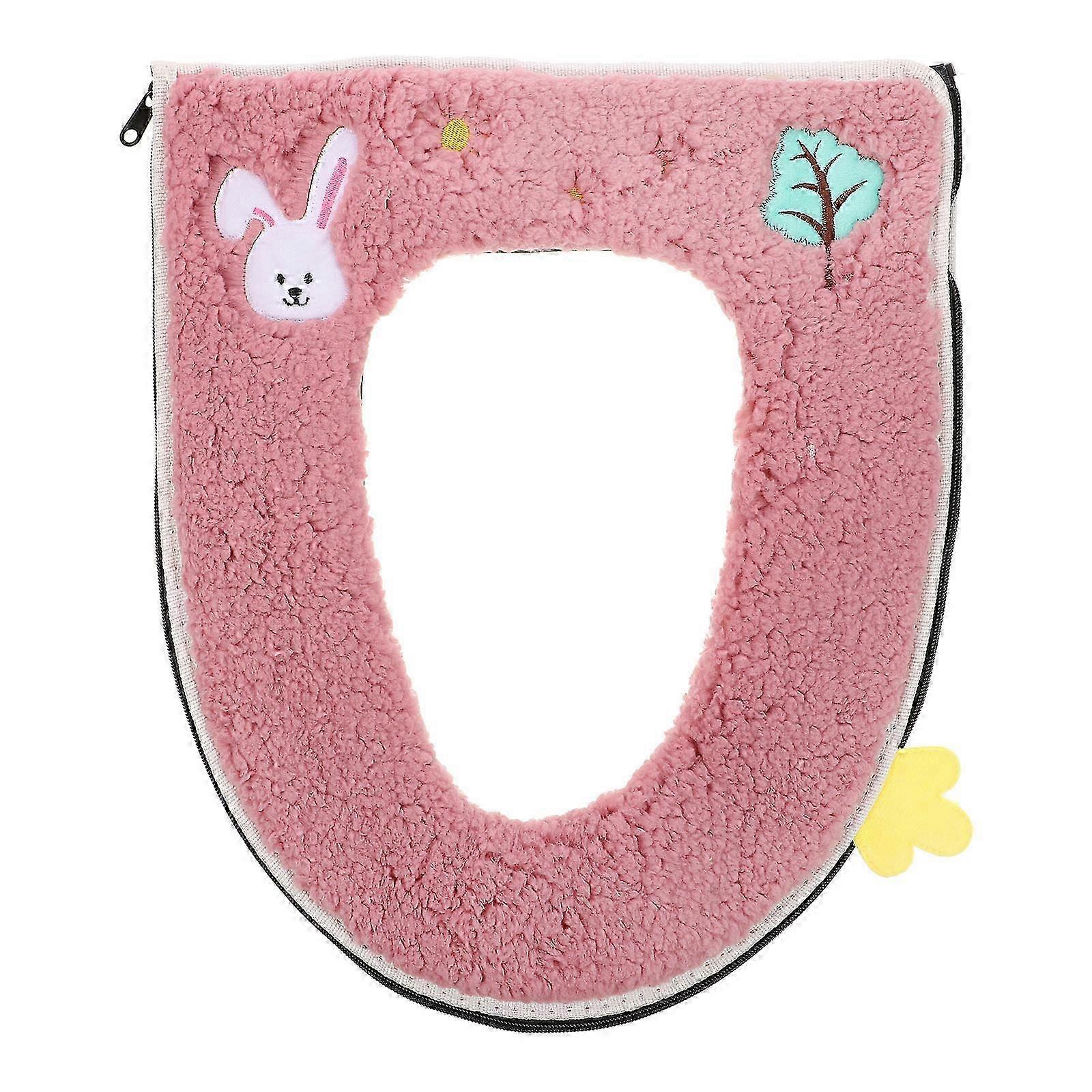 1 Adet Peluş Su Geçirmez Fermuarlı Klozet Kapağı, Çeşitli Renkler (47x37x0.5cm)