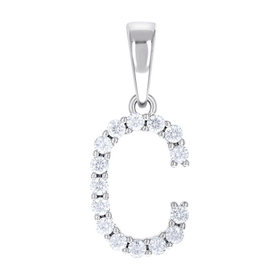 925 Sterling Silber Unisex 0,47 ct Moissanit Buchstabe Name personalisierte Monogramm Initiale C Alphabet Charm Anhänger Halskette