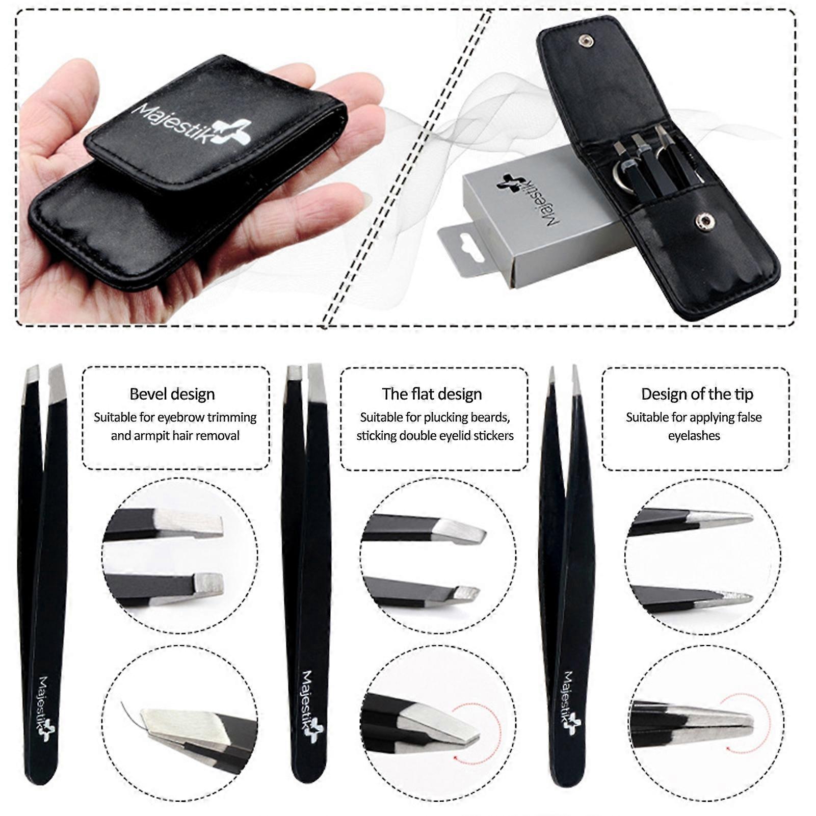 Eyebrow Grooming Set with Storage Bag Tweezers Stainless Steel Scissors Brow Comb Razors Trimmer & Eyebrow Comb for Beginners Men & Women Eyebrow Too