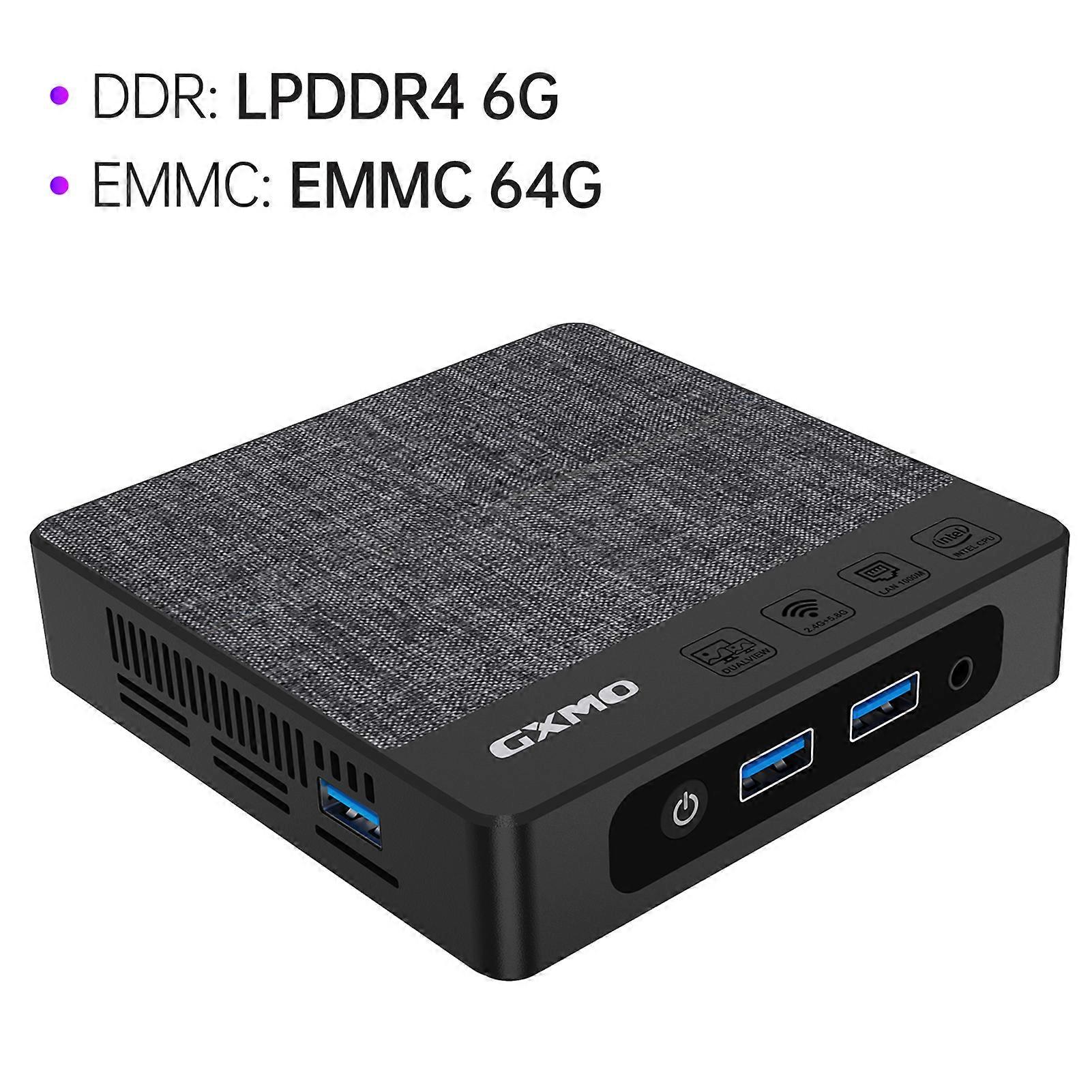 Mini PC for Win 11 Mini Desktop Computer with Intel Gemini Lake N4000 Processor 6G LPDDR4 64G EMMC 256G SSD Support Dual Screen 4K Resolution Wifi BT