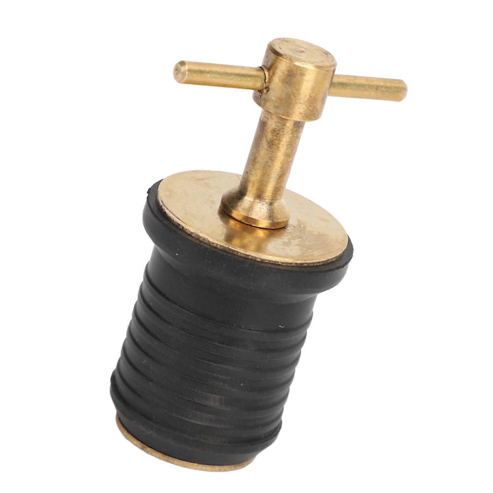 Marine Boat Brass T Handle Drain Plug Strong Structure Twist Turn and Seal Design Rubber Plugs for Yachts Ships 1inch 