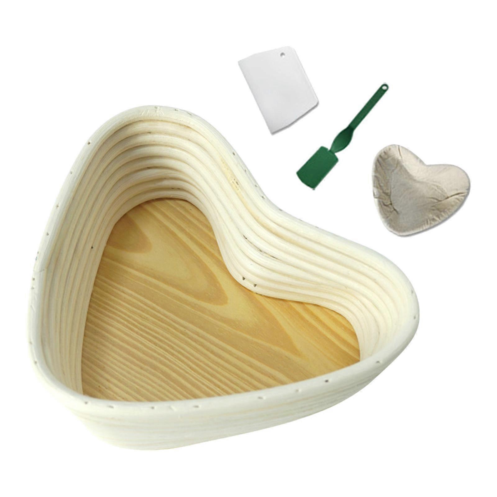 Heart Shaped Bread Proofing Basket, Banneton Basket with Bread Lame, Scraper,