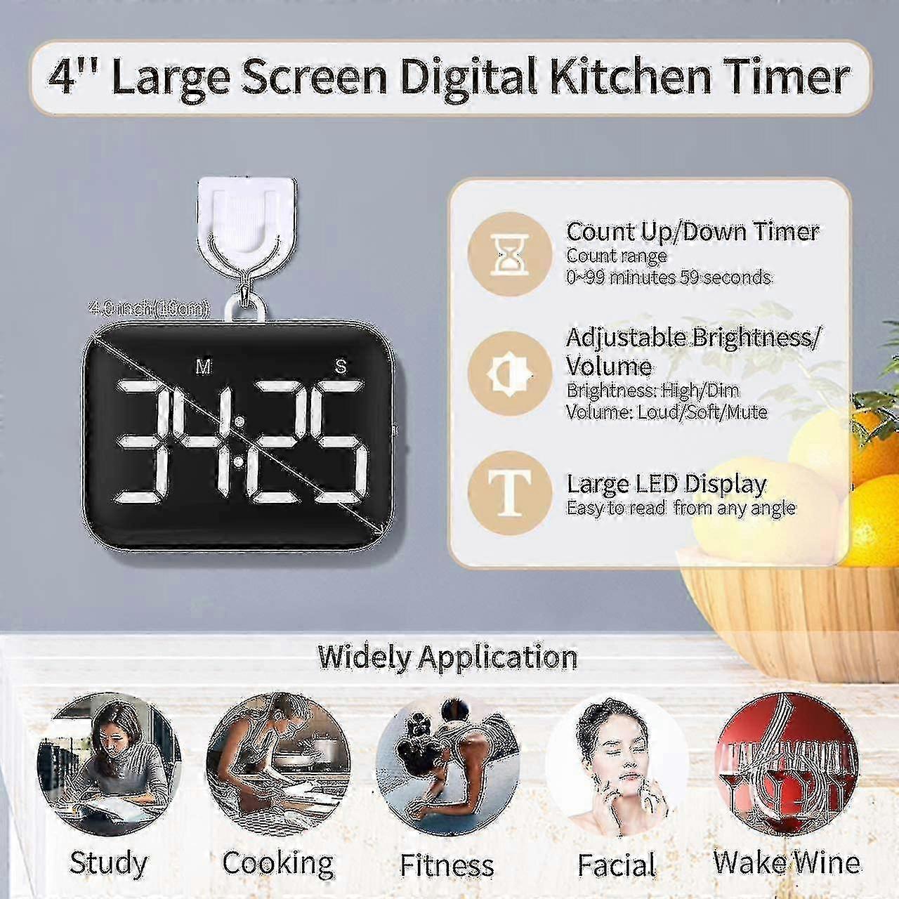 Large Digital Led Display Kitchen Magnetic Timer SZRH