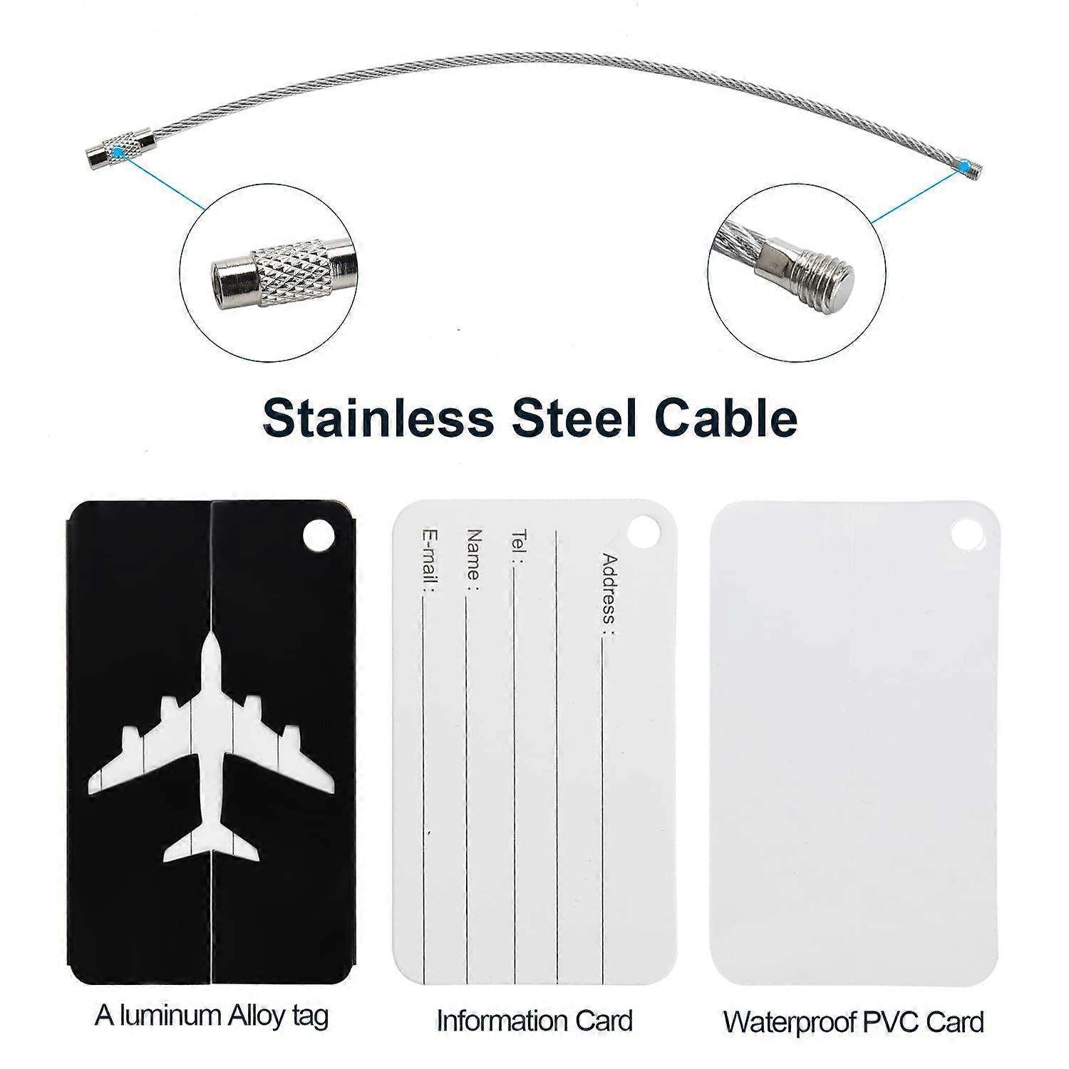 6 Pack Luggage Labels Aluminium Alloy Suitcase Tags with Steel Loop for Travel Baggage Identity Luggage Tags for Suitcases