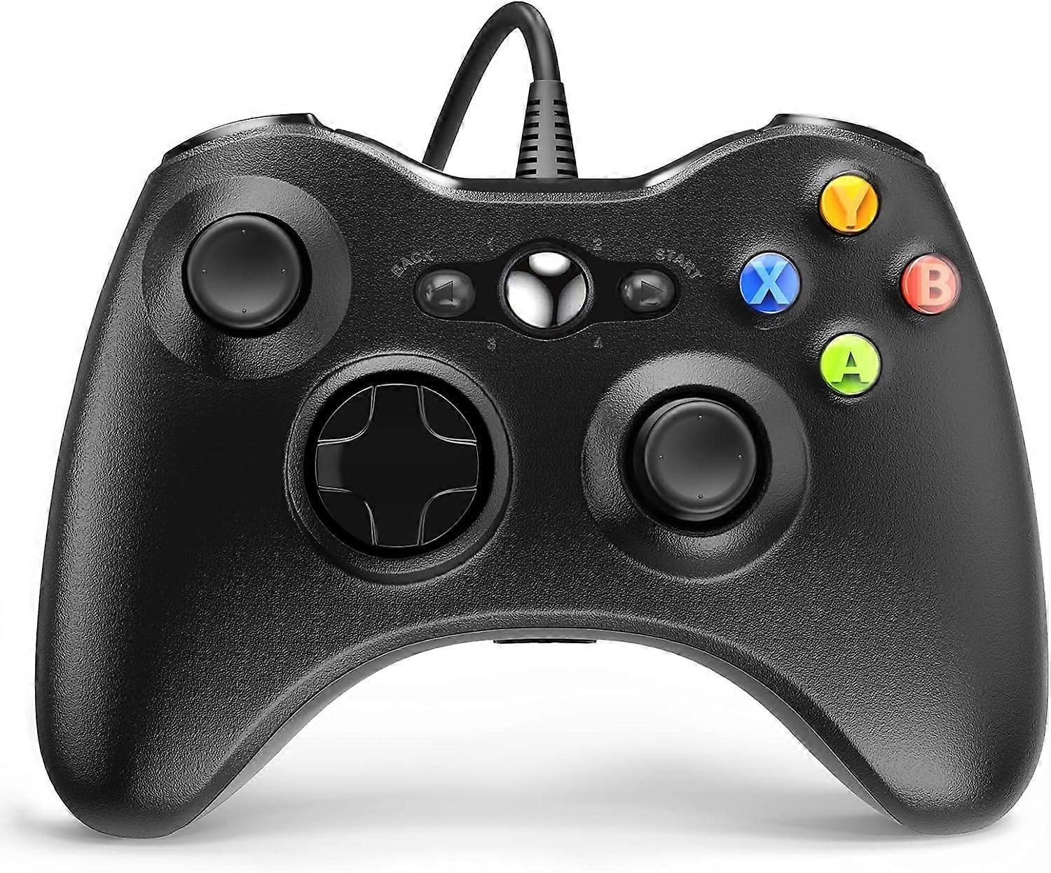PC Controller, Wired Gamepad Compatible with Microsoft Xbox 360 Slim/PC Windows 10/8/7, Precision joystick, Two vibration motors (Black)