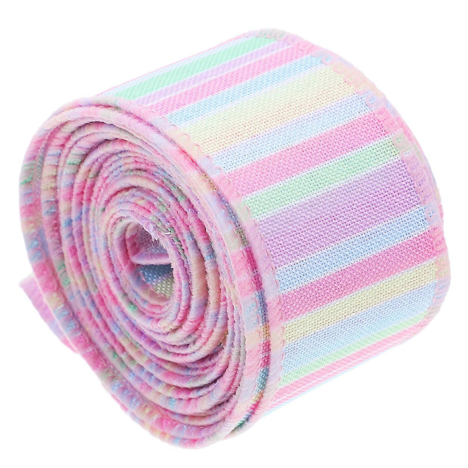 Easter Ribbon Soft Thick Candy Color Stripe Wired Ribbon for DIY Crafts Wrapping Decoration