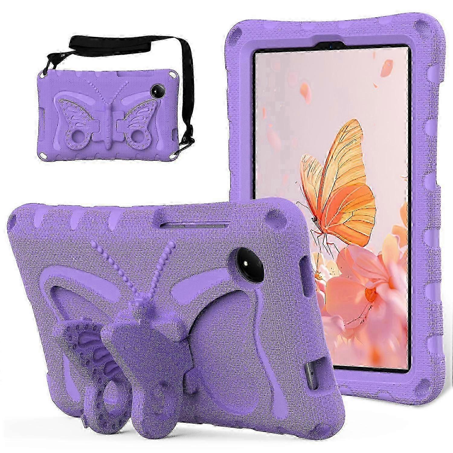 Xiaomi Redmi Pad SE 4G 8,7 polegadas Borboleta Suporte EVA Capa Para Tablet Com Alça De Ombro