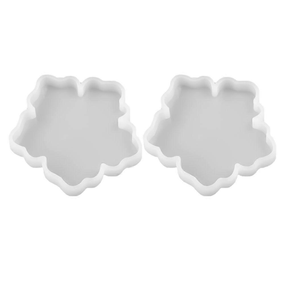 2PCS Mehrzweck DIY Silikon Form Kreative Blume Spiegel Kristall Epoxid Form DIY Anhänger Untersetzer Basis Form für Studio Home Store (Weiß Größe S)