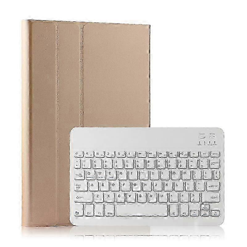 Wireless Bluetooth Keyboard + Leather Protective Shell Set with Stand for iPad mini 1/2/3 - Gold