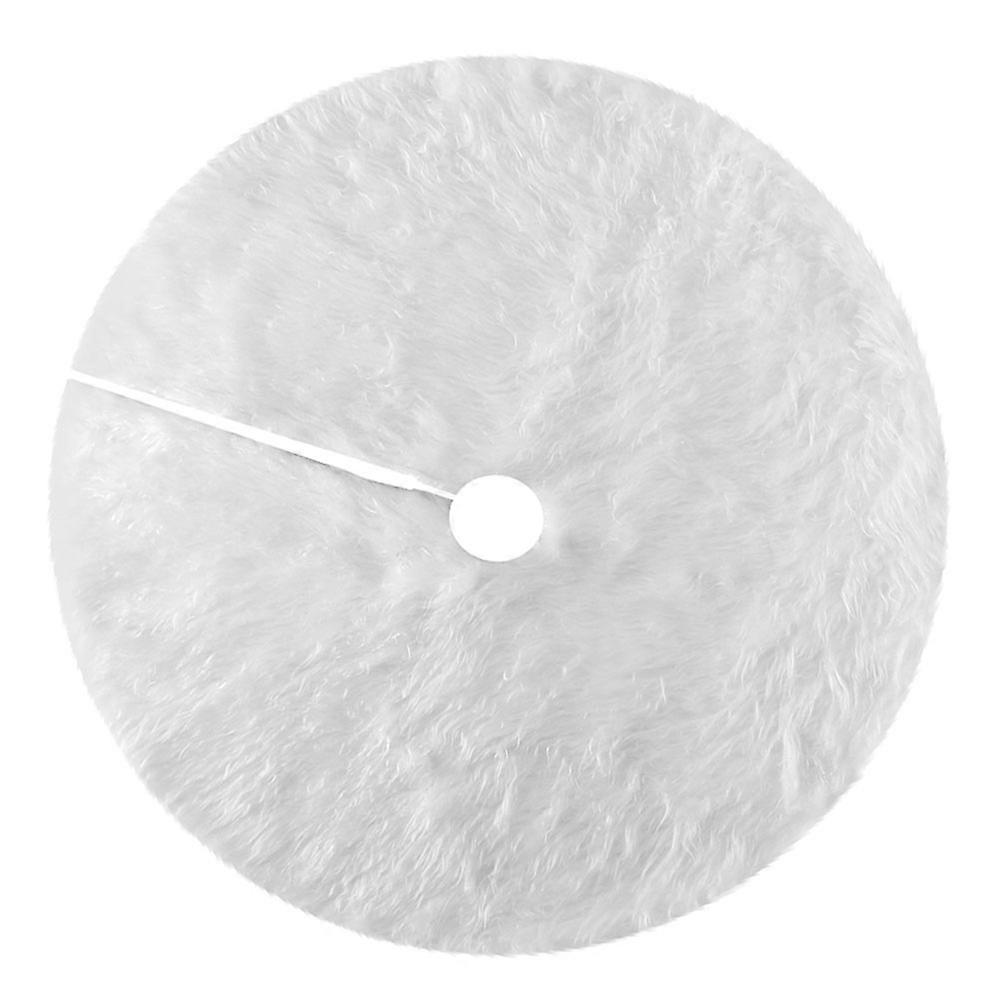Tree Skirt Decor Traditional Festive Decoration White Plush Round Christmas Tree Base 1Set