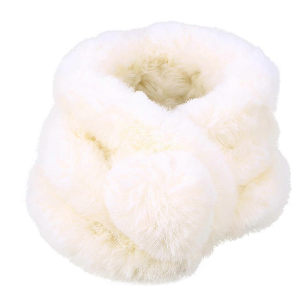 Winter Warmth Cute Scarf Faux Rabbit Ring Scarf Plush for Women Girls Beige 66x14x3cm Lightweight 1Set