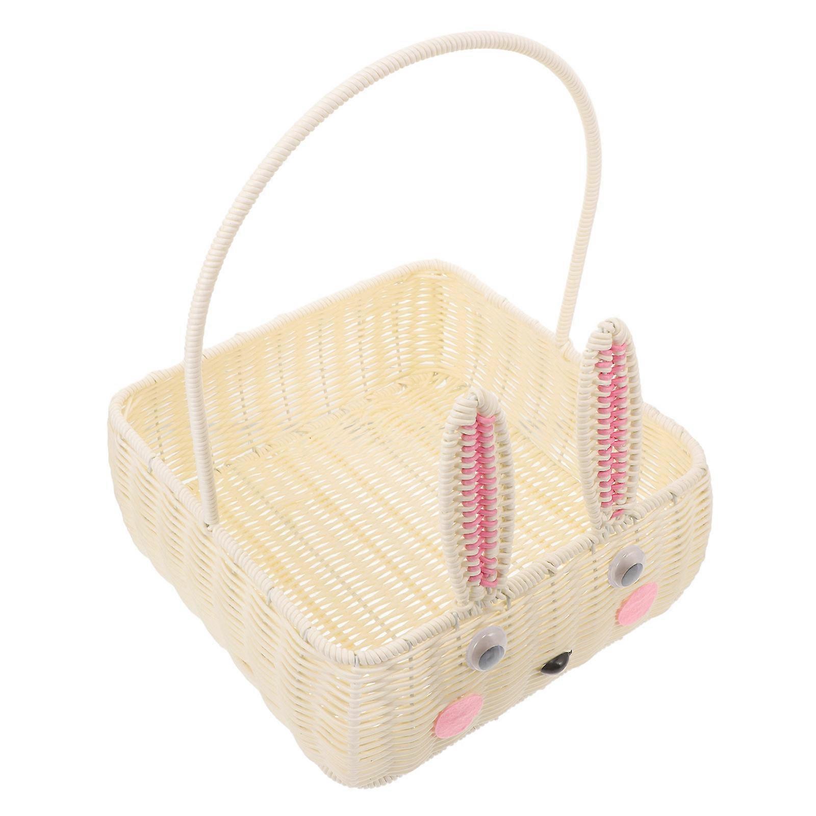 Imitation Rattan Woven Storage Basket Beige Versatile Storage Bins