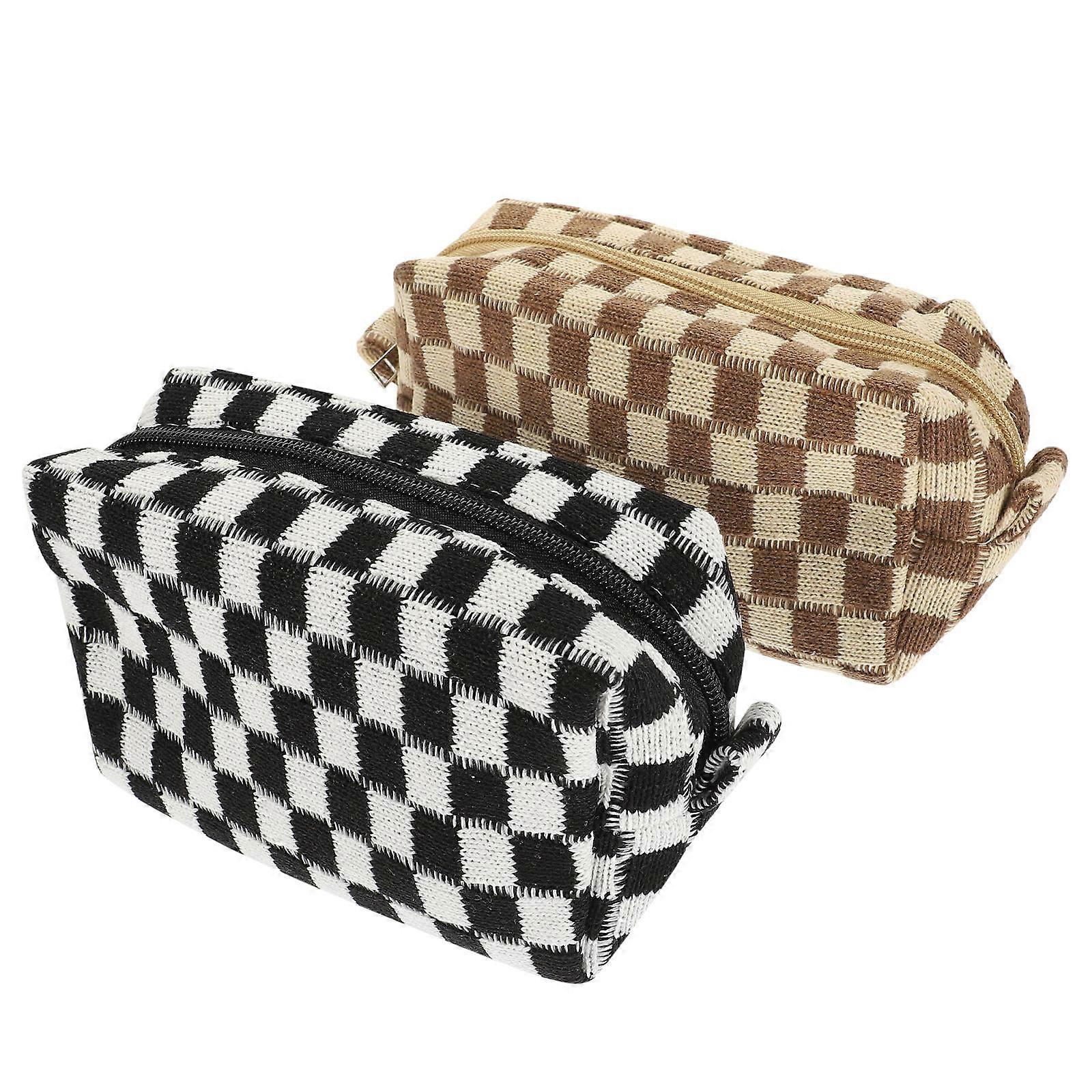 Cosmetics Pouch Travel Makeup Pouch Short Plush Rectangular 2Pcs