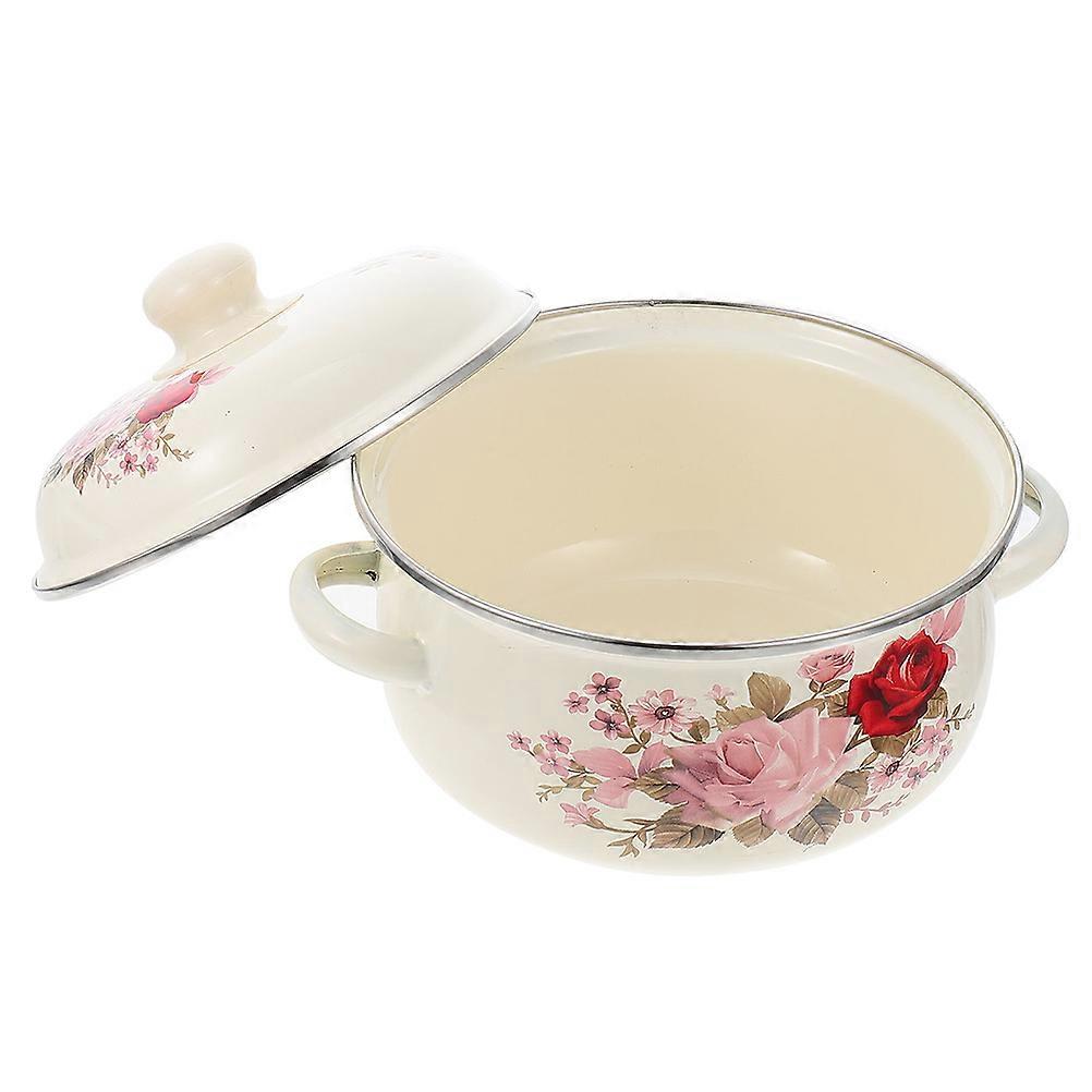 Enamel Soup Pot Multi-Function Cooking Pot Assorted Color 22x18x15cm Heat Transfer 1Pack