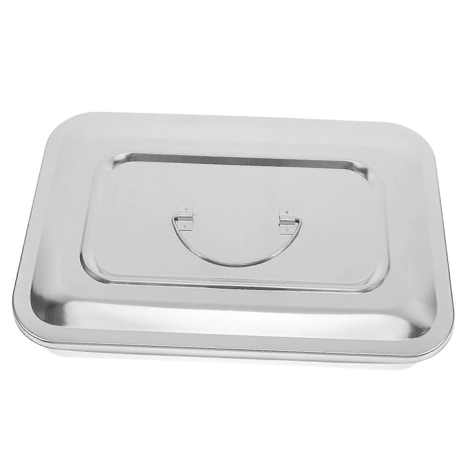 Stainless Steel Medical Storage Box - Rectangular Disinfectant Container, Durable Silver Storage Solution, 12x8x6 Inches