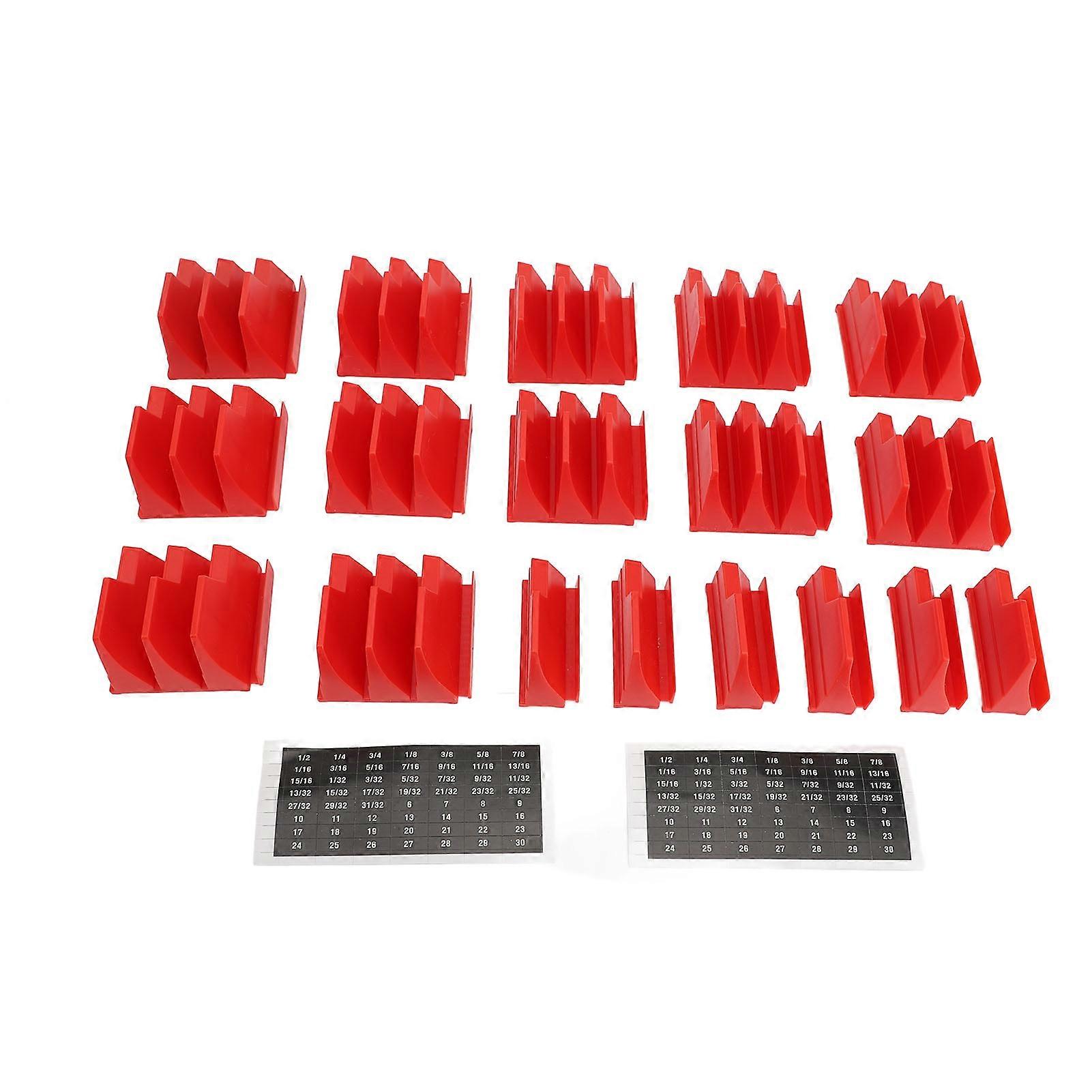 Lot de 18 modules de rangement pour clés mixtes à cliquet décalées, en plastique ABS, rouge