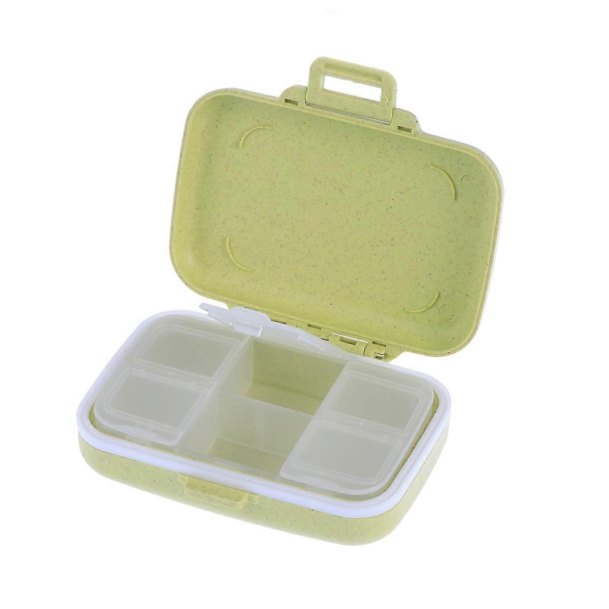 Small Tablet Box 6 Grid Medicine Storage Container Green Portable Waterproof Moisture Proof 1Pcs