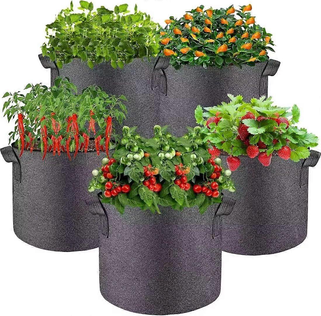 Plant Bag 18 Litres - 5 Gallon Non-Woven Fabric Potato Growth Bags with Handle for Tomatoes, Vegetables, Flowers, Fruits (Black)