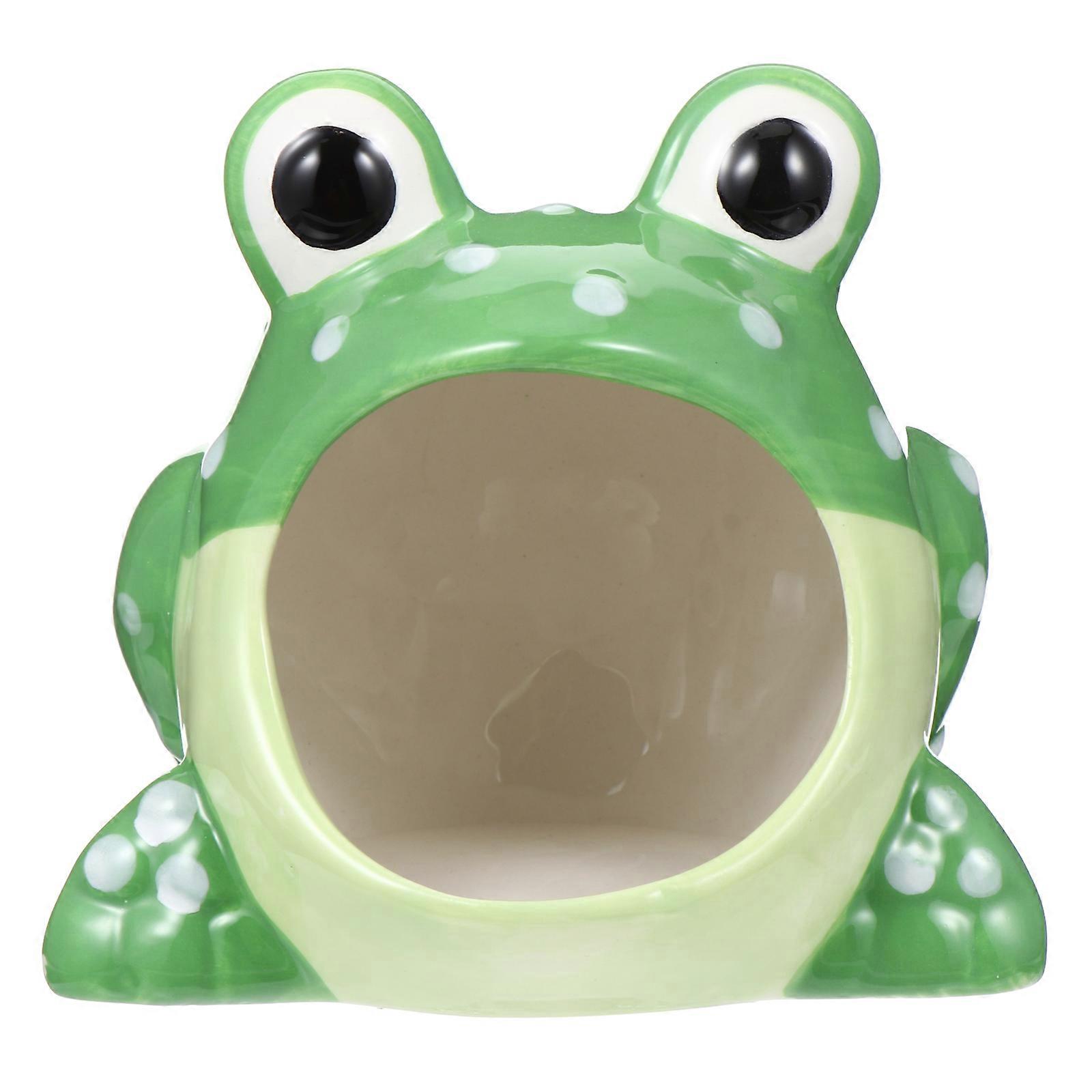 Cartoon Ceramic Hamster Hideout Hut – Cozy Cave House for Small Pets, Durable & Easy to Clean, Safe Adornment for Hamsters, Gerbils, Chinchillas