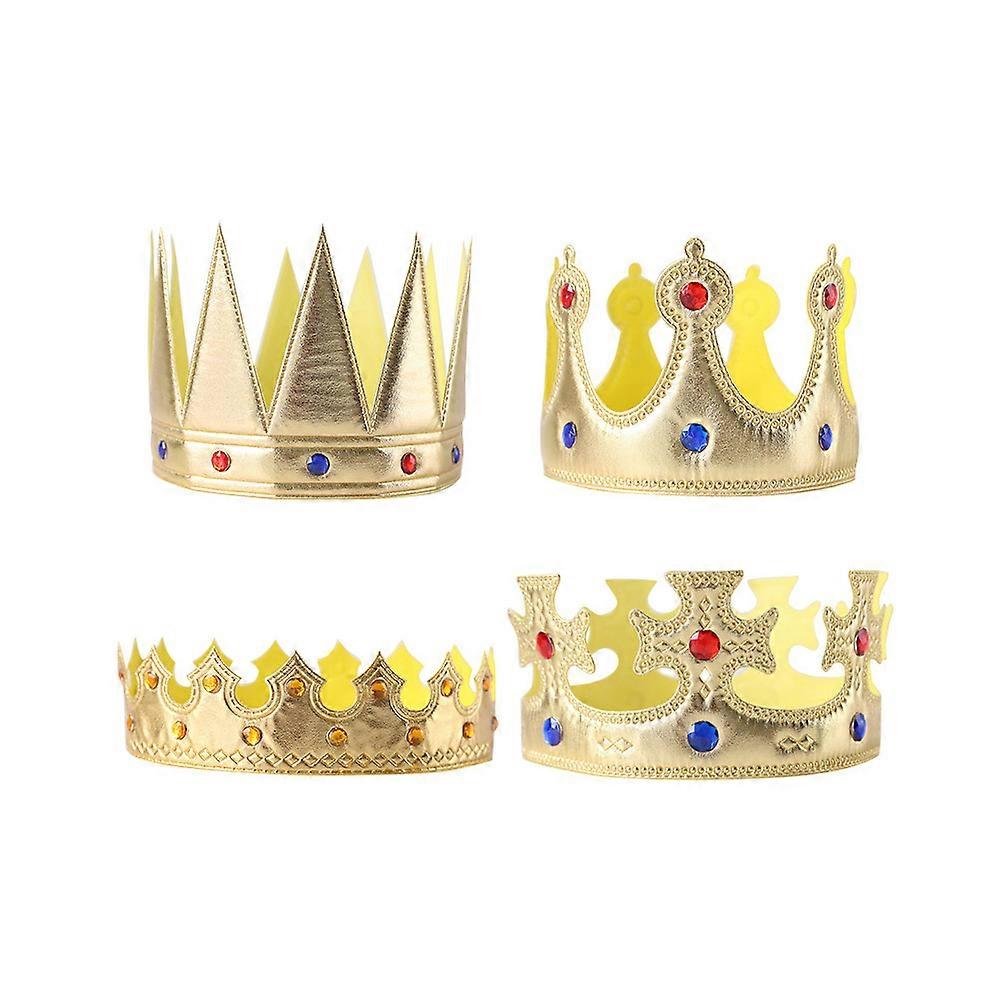 Boys Prince Crown Golden Simple Design Childrens Crown Tiara Birthday Party Stage Performance 4Set