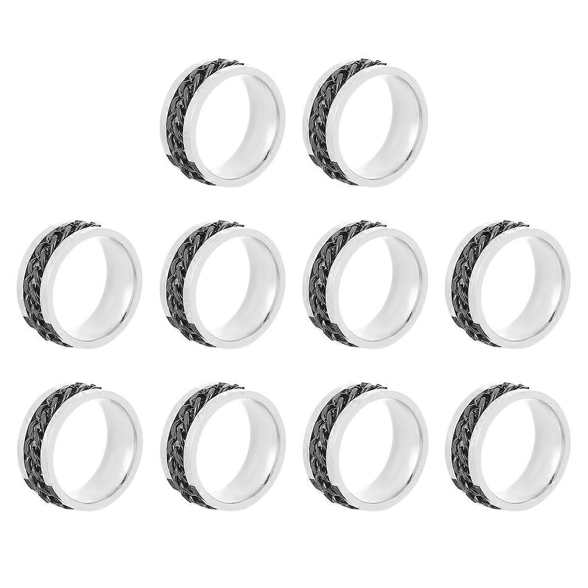 Herre Mode Ringe Titanium Stål Ring Kæde Flaskeåbner Minimalistisk Stil Sort 2,2X2,2cm 10 Sæt