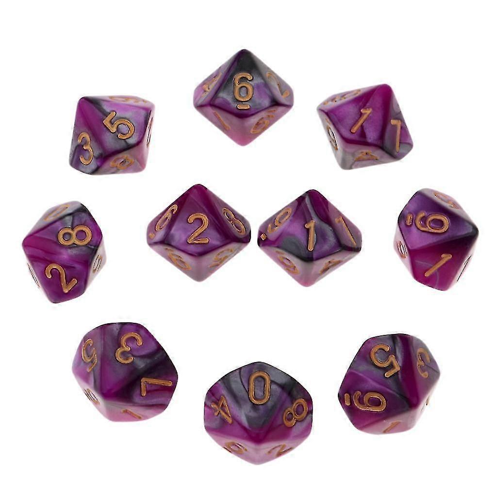 10x 10-sided Game Dice 16mm Dice for Board Games /Teaching Math Purple+Gray