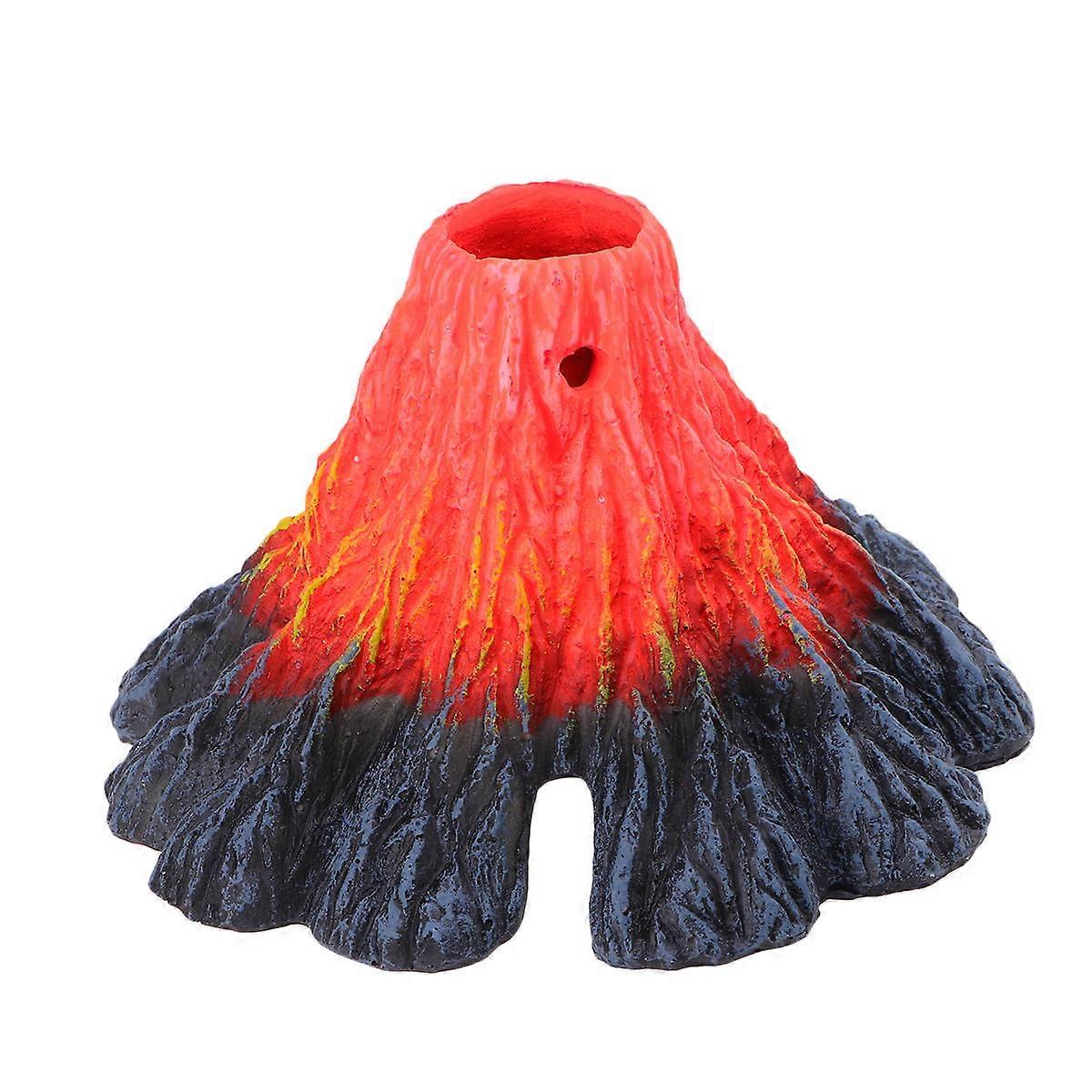 Volcano Fish Tank Decor Resin Simulation Volcano Aquarium Ornament Oxygen Pump Creates Water Currents 15.5*15*10cm 1Pc
