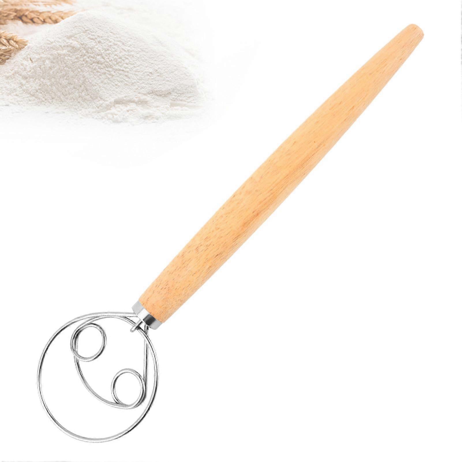 Danish Dough Whisk With Wooden Handle, Single Or Double Circle, Dutch Bread Whisk, High Hardness And Gloss Polish